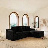 104.3*68.9"Modular sectional sofa seat,Upholstered compressed couch for living room,Bedroom,Apartment,No assembly required,2PC free combination,Plush corduroy fabric,BLACK