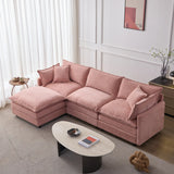105" Modular Sectional Couch,Upholstered Soft Chenille Fabric Sofa,3 Seater with Ottoman L Shape Sofa Beige