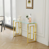 Console Table Stainless Steel Glass,Meal side table Golden Clear  bs-02
