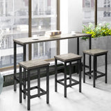 TOPMAX Counter Height Extra Long Dining Table Set with 3 Stools Pub Kitchen Set Side Table with Footrest,Brown