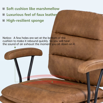 Brown office chair, backrest and seat cushion separate, backrest 90°-135° inclined, armrests included