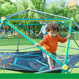 12ft Geometric Dome Climber Play Center, Kids Climbing Dome Tower with Hammock, Rust & UV Resistant Steel Supporting 1000 LBS