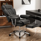 Office Chair, Big and Tall Executive Office Chair with Footrest, Leather Computer Chair, Ergonomic Reclining Chair High Back, Large Home Office Chair (Black)