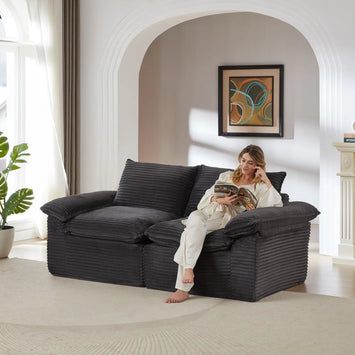 Modern corduroy cloud sofa, can be freely combined and has a comfortable sitting experience, suitable for modern living room furniture in homes, apartments, and offices
