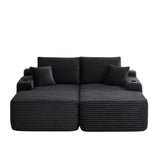 69" Cloud Sectional Couch, L-Shape Chaise with R-Shape Chaise with Deep Seat and Comfortable 2 Seater Couch for Modern Living Room,(Plush  Fabric),Black