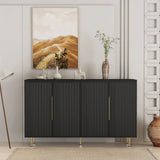 White Modern Buffet Cabinet with Storage, Fluted Sideboard Large Buffet with Adjustable Shelves, Credenza, Accent Cabinet Console Table