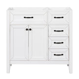 36" Bathroom Vanity without Sink, Cabinet Base Only, Bathroom Cabinet with Drawers, Solid Frame and MDF Board, White