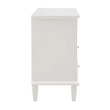 Open Space and 2 Drawers Dresser Nightstand with Charging Station, Farmhouse End Table with USB Ports and Outlets, Fluted Pilasters Design Side Table with Solid Wood Legs for Bedroom