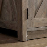 Farmhouse Barn door TV Media Stand Modern Entertainment Console for TV Up to 65" with Open and Closed Storage Space, Gray Wash, L57.87*W15.75*H30.31