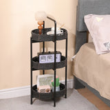 3 Tiers Tray Tables Paper Rope Woven Side Table for Living Room Kitchen Oval Storage Basket Small Shelves (Natural)