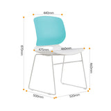 Modern Stacking Chairs Set of 4 in White and Blue with Polypropylene Seat and Fiberglass Reinforced Back, 18.9 x 19.7 x 34.45 Inches