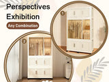 Portable Wardrobe Closet Storage Organizer for Clothes,Clothes Dresser,9 Magnetic Doors-9 Cubes & 1 Hanging Rod,6 pcs hangers , Baby Wardrobe Storage Cabinet,White