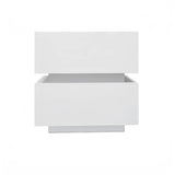 White Color High Glossy 2 Drawers Bedside Table with RGB Led Light Nightstand with Bluetooth Control
