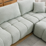 [VIDEO] 110" Modular Sectional Sofa, L Shape with Extra-large Seat, Pull-line Design, Movable Ottoman, High Density Foam, Free Combination, Sturdy Metal&Wood Frame, Boucle Fabric, 3 Colors