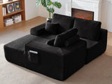 104" Cloud Sectional Sofa with L-Shape Chaise and Side Pockets , Modern Modular Design, Deep Seating, Upholstered Couch for Living Room/Bedroom, No Assembly Required (Plush Fabric), Black,Right