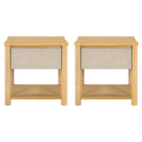 Wood Nightstand,Modern Nightstands with Drawer, Farmhouse Bedside Table for Bedroom Living Room ,MP2(set of 2) Natural&Beige Color