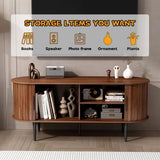 TV Stand, 47" Modern TV Console Table with Storage Compartment and Sliding Door, Gaming Entertainment Center with Cabinet for Living Room, Bedroom, Office (Walnut)