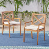 PERLA DINING CHAIR,2PCS with 2 Cream Cushions,for Backyard, Poolside, Garden