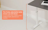 Adjustable study desk suitable for children and adults, height-adjustable, multi-functional home office desk, compact design, desktop dimensions: 60cm × 100cm, white frame, gray tabletop.