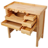 Solid Wood Jewelry Workbench - Wooden Craft Station with Practical Storage Drawers for Jewelry Making