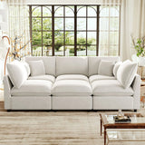 Modern Sectional Sofa Modular Sofa 93.7" U-shaped Sofa Couch Sofa Bed L-shaped Sofa with a Movable Ottoman, Storage Armrests and USB Ports, Beige