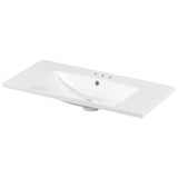 [Sink Only] 36x18" Rectangular 3 Hole Bathroom Resin Sink, Vanity Top Sink Only, Fits 4" Center Faucet, White (Faucet and cabinet not included)
