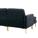 110.6" L-Shape Convertible Sectional Sofa Couch with Movable Ottoman for Living Room, Apartment, Office(Old SKU:SG000970ABB), Black