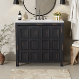 36 " Bathroom Vanity Organizer with Ceramic Sink, Set Bathroom Storage Cabinet, Olive Green(Old SKU:SV000004AAF)