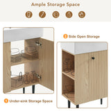 21.6" Wood Bathroom vanity, Combo Cabinet, Bathroom Storage Cabinet, Single Ceramic Sink, Left side storage