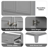 30" Bathroom Vanity without Sink, Base Only, Multi-functional Bathroom Cabinet with Doors and Drawer, Solid Frame and MDF Board, Grey