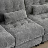 93" 3+1 Seater Sofa with Ottoman - 4-Position Adjustable Backrest, 350lb/Seat, Soft Chenille Fabric, 3 Throw Pillows, Easy Assembly