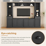 Minimalist Entertainment Wall Unit Set with Bridge for TVs Up to 75'', Ample Storage Space TV Stand with Adjustable Shelves, Modernist Large Media Console for Living Room, Black(NEW SKU: N721S000061B)