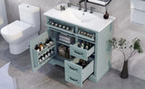 36" Bathroom Vanity with Sink, Ceramic Sink, 2 Tip-out Drawers, Soft Close Door Hinges, Grey