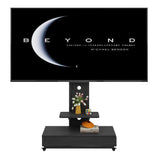 TV stand with push-pull drawer for Living Room, Bedroom,Offices,Mobile TV Cart for 32-75 inches,Floor Stand with Mount on Lockable Wheels,Black
