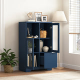 MDF painted Cabinet with Glass Doors and drawer, open storage space, Navy Blue, Bedroom, Living room
