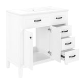 36" Bathroom Vanity with Sink Combo, White Bathroom Cabinet with Drawers, Solid Frame and MDF Board (Old Sku:JL000007AAK-6)