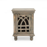 Antique Grey Wood Nightstand