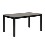 6-Piece Dining Table Set with Bench and Chairs, Dining Table Set for 6 with Bench, Wooden Dining Table Set for Kitchen, Dining Room, Light Grey & Black Two Tone