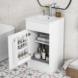 [Video] 18" Bathroom Vanity with Sink, Vanity Cabinet with Door Shelf and Adjustable Shelf, Grey