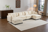 Modern 4seats with 2ottoman 149.61"Sectional Sofa with Waist Pillows,4-seat Upholstered Symmetrical Sofa Furniture,Sleeper Sofa Couch with Chaise Lounge for Living Room,Apartment,3Color
