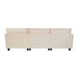 107-inch L-shaped sofa with cotton-linen velvet texture, corner sofa with storage function on the side, suitable for living room, and spacious space,3 seats can be extended