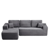 104" Cloud Sectional Sofa with L-Shape Chaise and Side Pockets , Modern Modular Design, Deep Seating, Upholstered Couch for Living Room/Bedroom, No Assembly Required (Plush Fabric), Grey, Left-facing