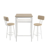 Bar table, equipped with 2 bar stools , with backrest and partition (beige)