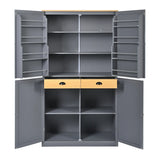 [Assembly Video Provided]TOPMAX 40.2x20x71.3inch High Freestanding Kitchen Pantry Large Cupboard Storage Cabinet with 2 Drawers, 2 Adjustable Shelves, 8 Door Shelves for Kitchen, Dining Room,Gray
