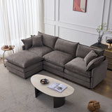 105" Modular Sectional Couch,Upholstered Soft Chenille Fabric Sofa,3 Seater with Ottoman L Shape Sofa Beige