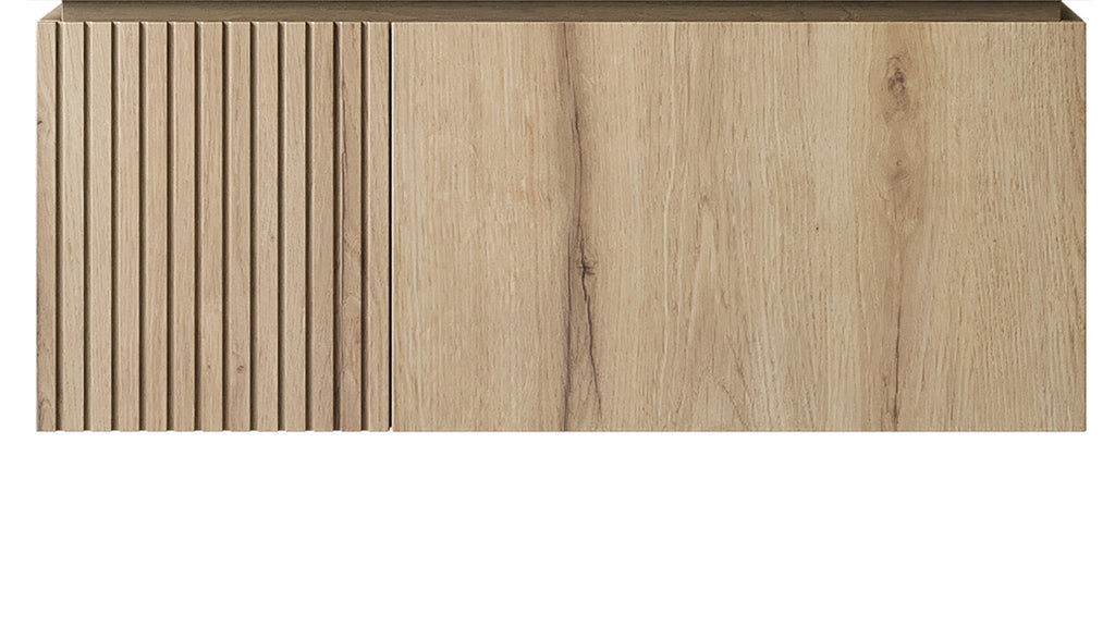 36" MURI White Oak Woodgrain Plywood Cabinet with Double Doors and One Drawer, NO Basin and Top, NO Faucet and Sink Cover