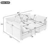 86.6" Sectional Sofa Modular Sofa U-shaped Sofa Couch Sofa Bed L-shaped Sofa with a Movable Ottoman and Two USB Ports for Living Room(Old SKU:N719S001680B), Black