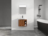 24'' Wall-Mounted Bathroom Vanity with White Ceramic Sink & Soft-Close Door, KD-Packing