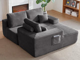 104" Cloud Sectional Sofa with L-Shape Chaise and Side Pockets , Modern Modular Design, Deep Seating, Upholstered Couch for Living Room/Bedroom, No Assembly Required (Plush Fabric), Grey, Left-facing
