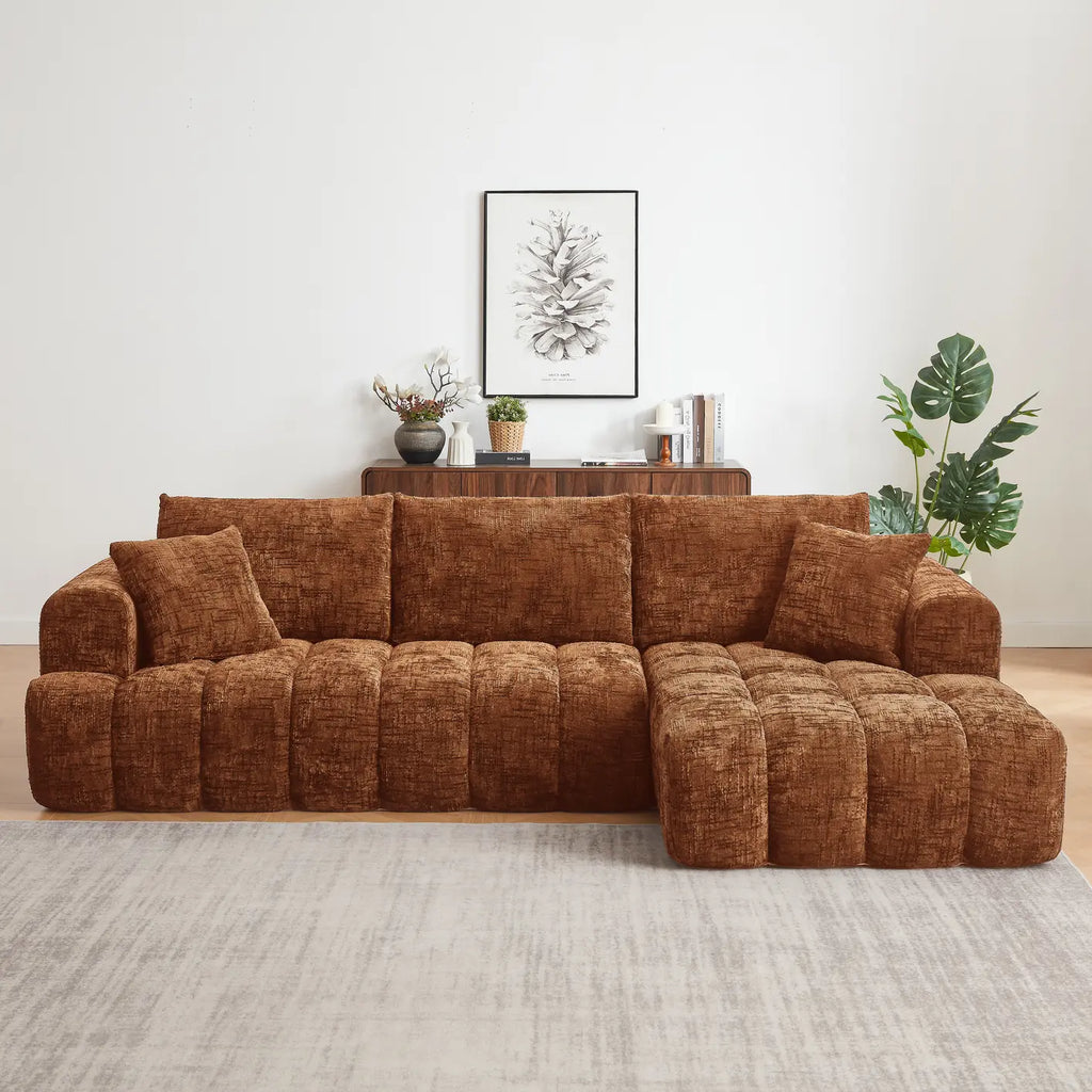 Chenille L-Shape Luxury Sectional Oversized Sofa,Mnimalist Design,Comfy Sleeper Couch for Living Room,Apartment&Reception Spaces,No Assembly Required